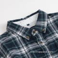 Camicia a maniche lunghe da uomo in cotone a quadri con colletto